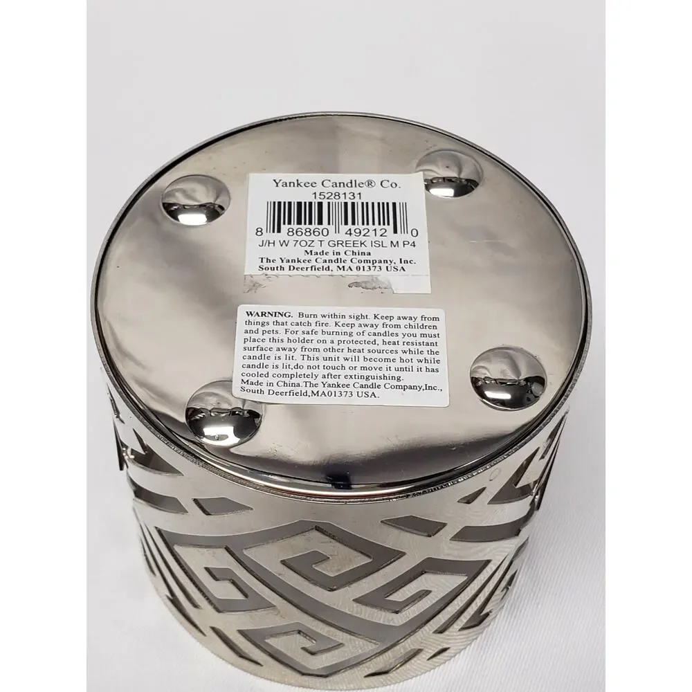 Yankee Silver Greek Island 7oz. Geometric Single Wick Candle Holder